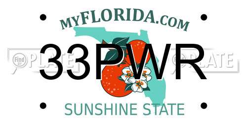 33PWR Florida License Plate
