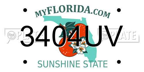 3404UV Florida License Plate
