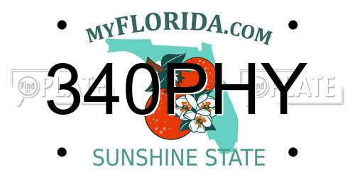 340PHY Florida License Plate