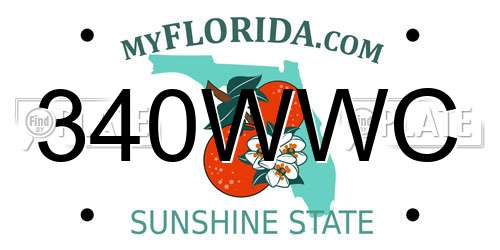 340WWC Florida License Plate