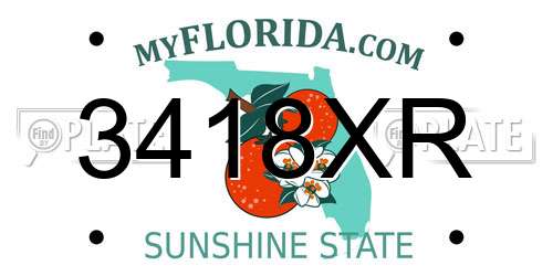 3418XR Florida License Plate