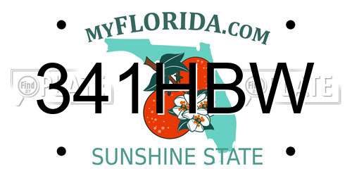 341HBW Florida License Plate