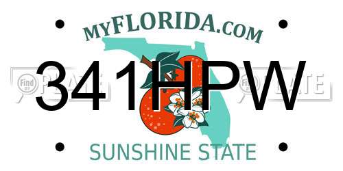 341HPW Florida License Plate
