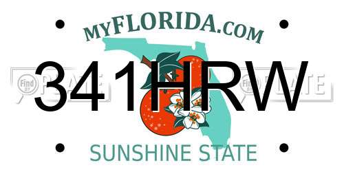 341HRW Florida License Plate