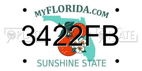 3422FB Florida License Plate