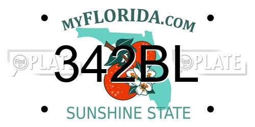 342BL Florida License Plate
