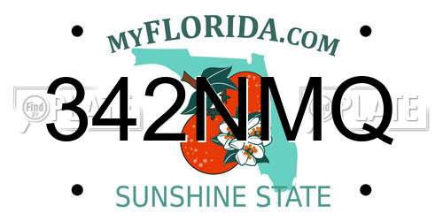 342NMQ Florida License Plate