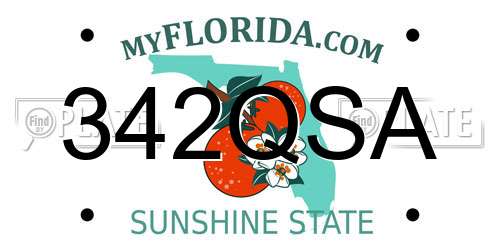 342QSA Florida License Plate