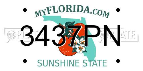 3437PN Florida License Plate