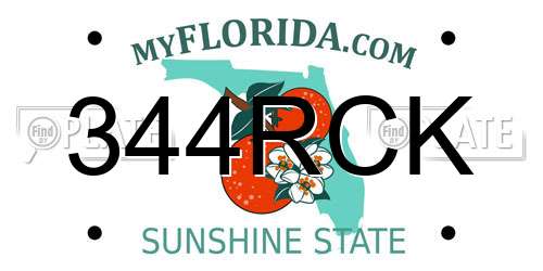344RCK Florida License Plate
