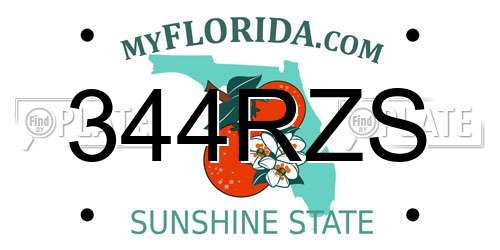 344RZS Florida License Plate