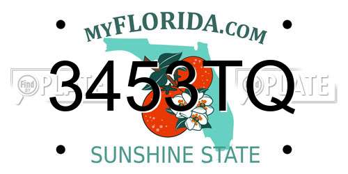3453TQ Florida License Plate