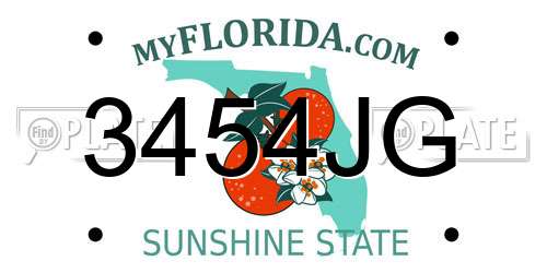 3454JG Florida License Plate