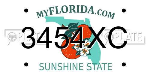 3454XC Florida License Plate