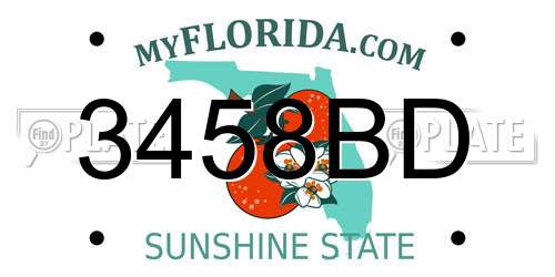 3458BD Florida License Plate