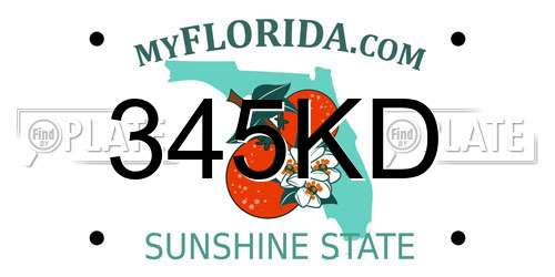 345KD Florida License Plate