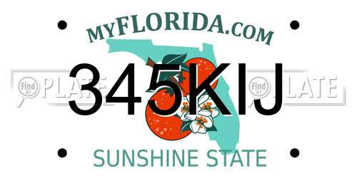 345KIJ Florida License Plate