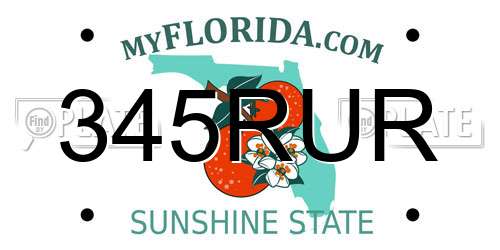 345RUR Florida License Plate