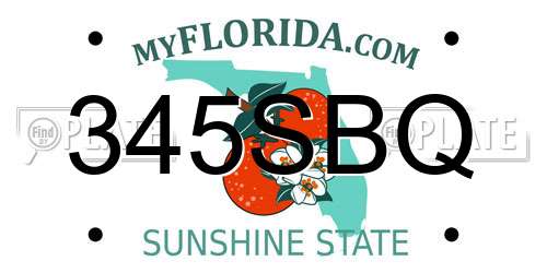 345SBQ Florida License Plate