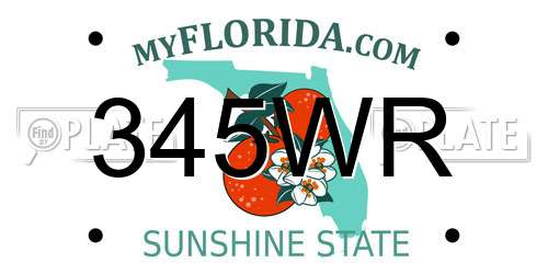 345WR Florida License Plate
