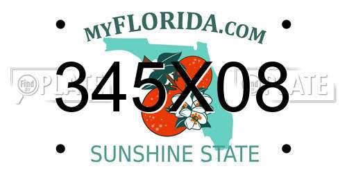 345X08 Florida License Plate
