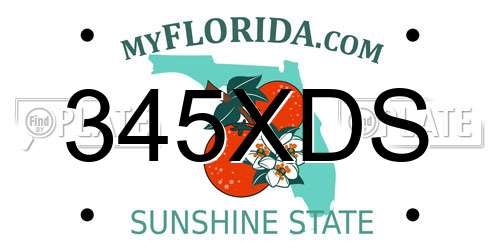 345XDS Florida License Plate