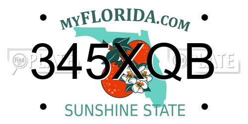 345XQB Florida License Plate