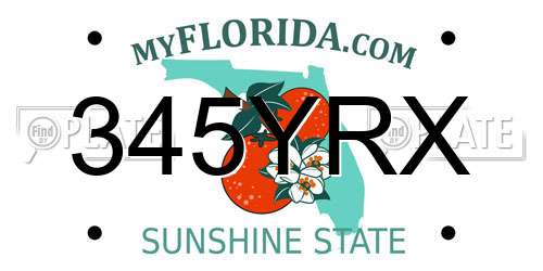 345YRX Florida License Plate