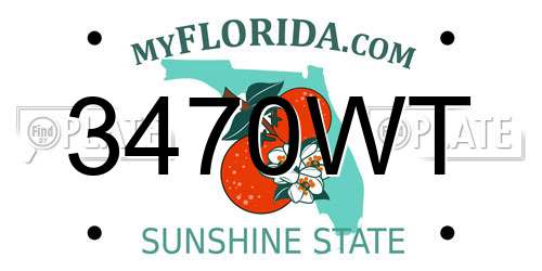 3470WT Florida License Plate