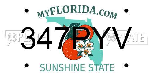 347PYV Florida License Plate