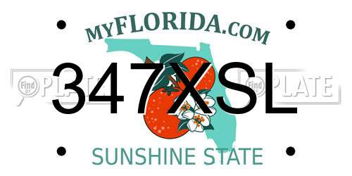 347XSL Florida License Plate