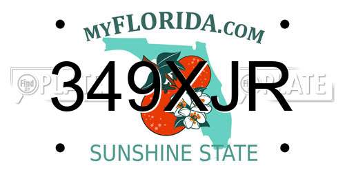 349XJR Florida License Plate