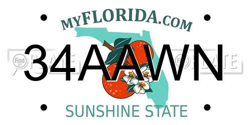 34AAWN Florida License Plate