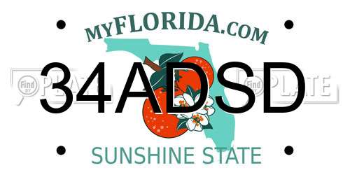 34ADSD Florida License Plate