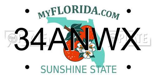 34ANWX Florida License Plate