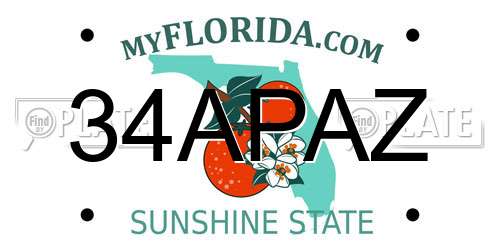 34APAZ Florida License Plate
