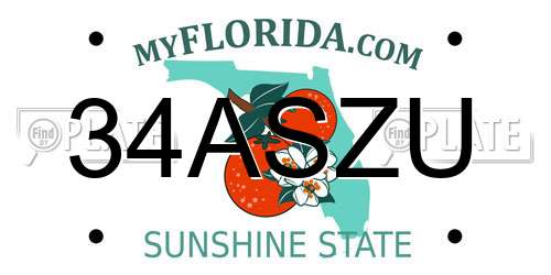 34ASZU Florida License Plate
