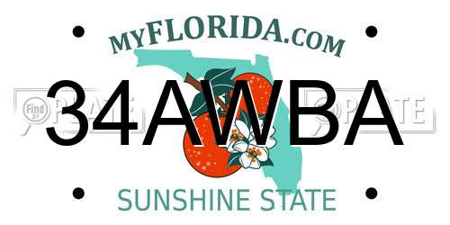 34AWBA Florida License Plate
