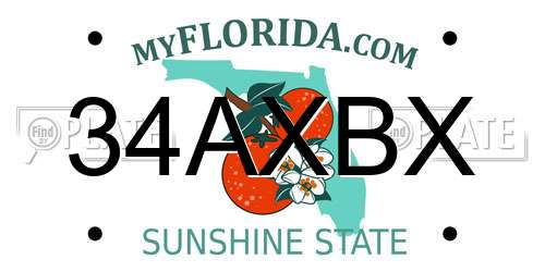 34AXBX Florida License Plate