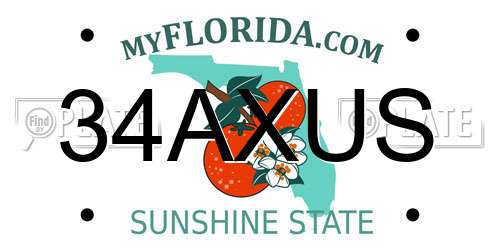 34AXUS Florida License Plate