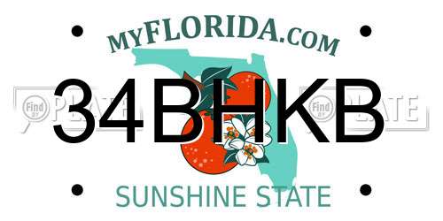 34BHKB Florida License Plate