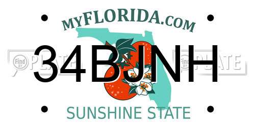 34BJNH Florida License Plate