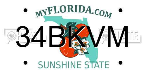 34BKVM Florida License Plate