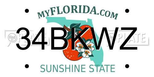 34BKWZ Florida License Plate