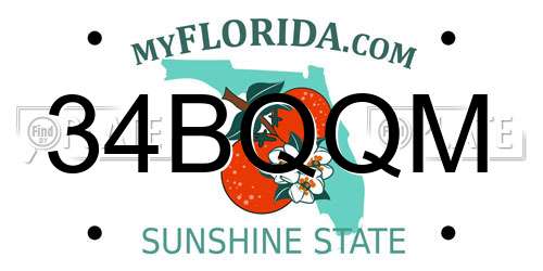 34BQQM Florida License Plate