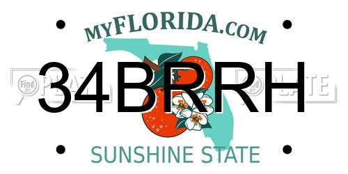 34BRRH Florida License Plate