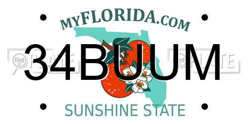 34BUUM Florida License Plate