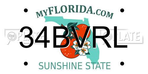 34BVRL Florida License Plate