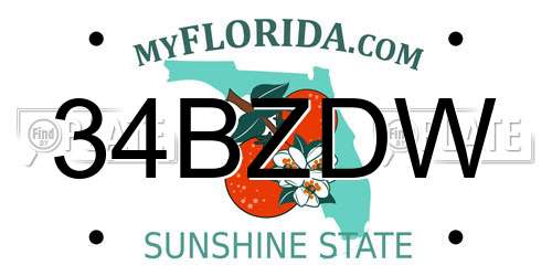 34BZDW Florida License Plate