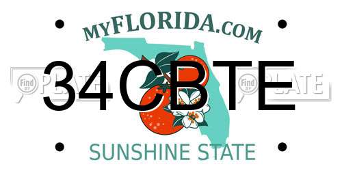 34CBTE Florida License Plate